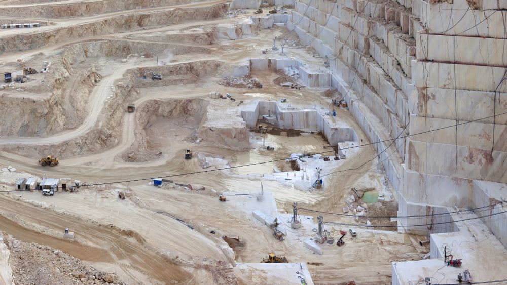Steps in rough stone quarry