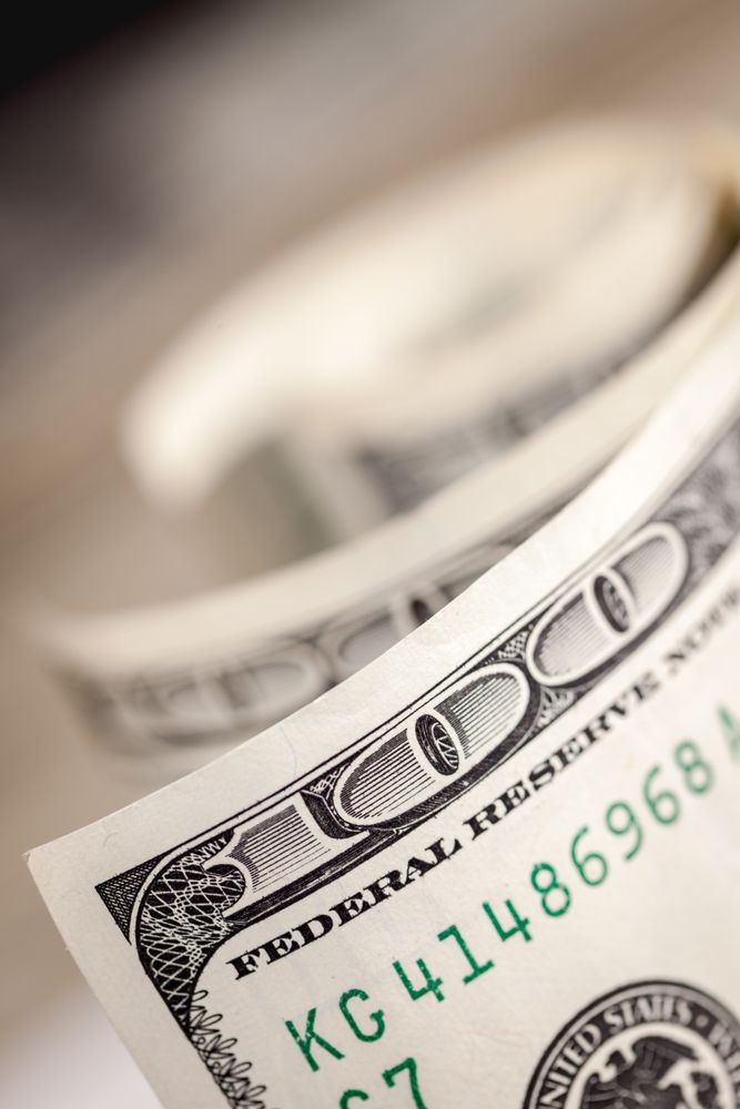 Abstract of One Hundred Dollar Bills with Narrow Depth of Field.
