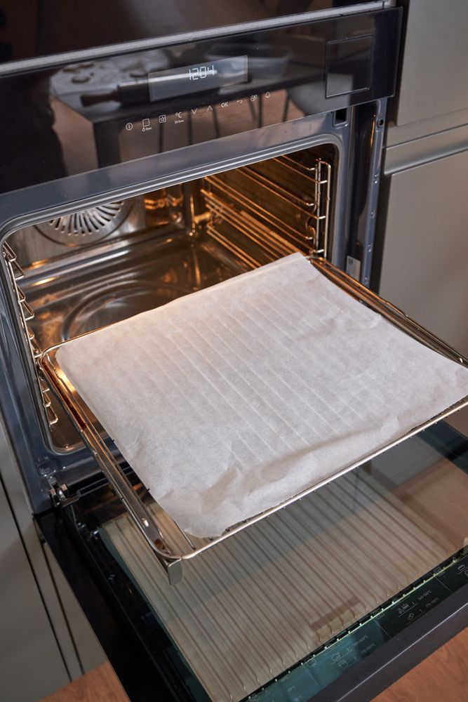 Opened running oven in kitchen