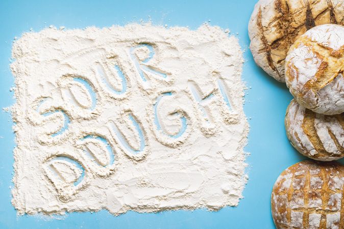 Sourdough text wrote in flour