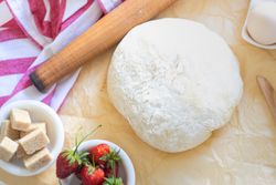 Traditional Ukrainian dumpling dough being prepped