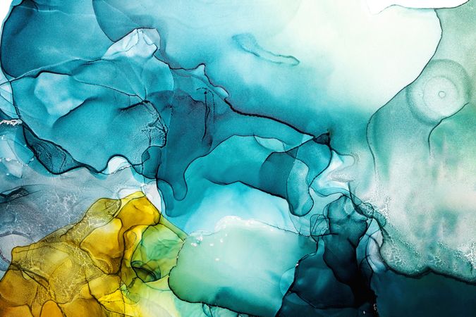 Modern blue green fluid art