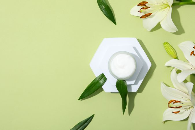 Concept of skin care, cream cosmetic, space for text