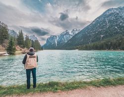 Man fishing in a lake