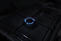 Blue flame on a gas range
