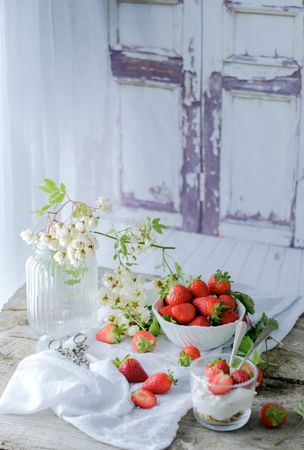 Dessert of ripe strawberries