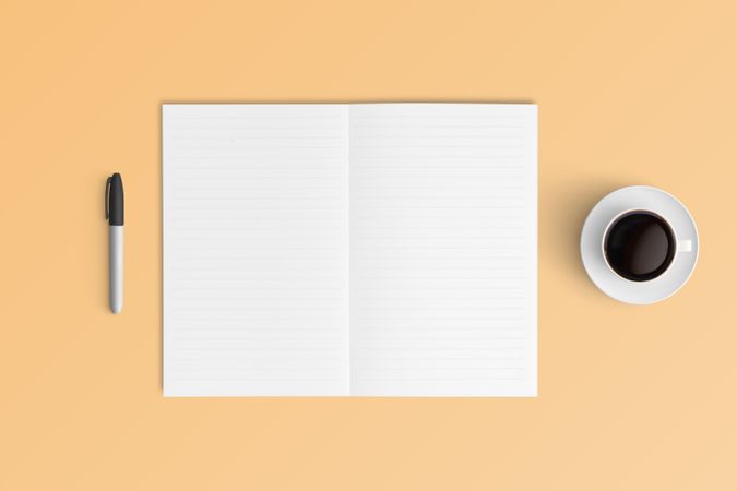 Modern workspace with  copy space on color background