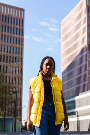 Trendy Black woman on city street