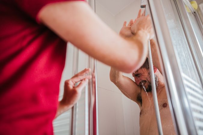 Gay couple in the bathroom