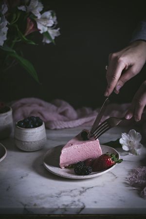 Strawberry tart on table