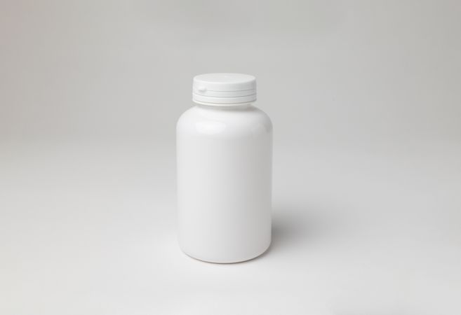 Mockup of a closed pillbox, plastic material with copyspace