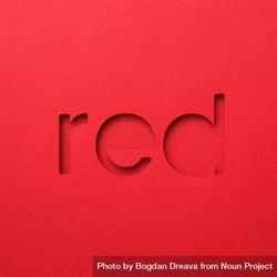 Red word made of paper over red background 5ldDo5