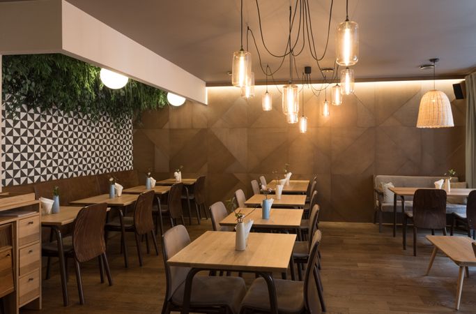 Interior of cozy restaurant