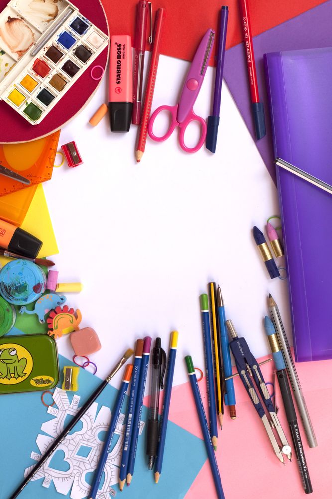 Assorted color pen on light table