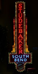 Neon advertising sign at the Studebaker Museum in South Bend, Indiana