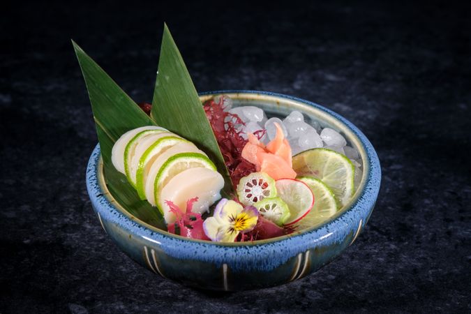 Delicious tuna sashimi served in bowl