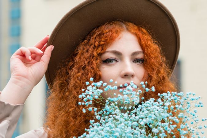 Street portrait of woman in hat