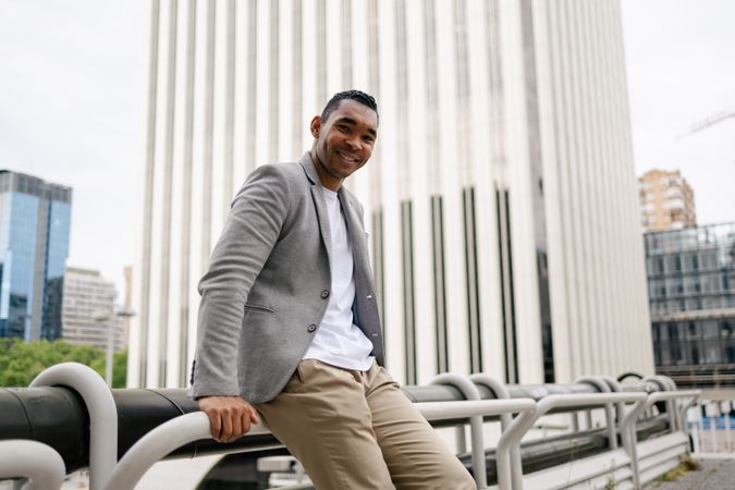 Portrait of Black man with business background