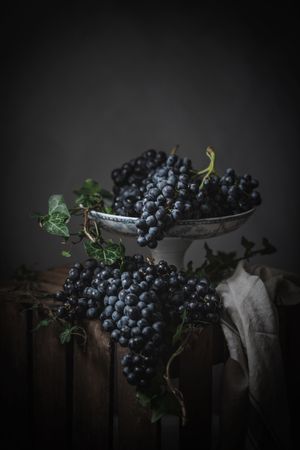 Bunch of grapes on plate