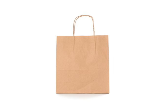 Empty paper bag isolated on blank background
