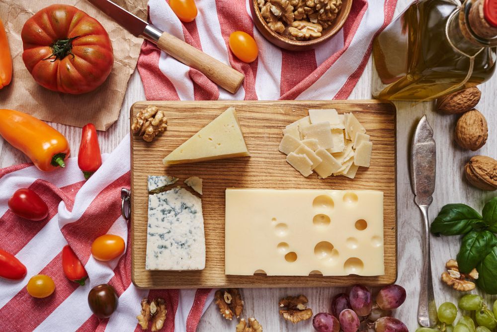 Top view of cheese plate