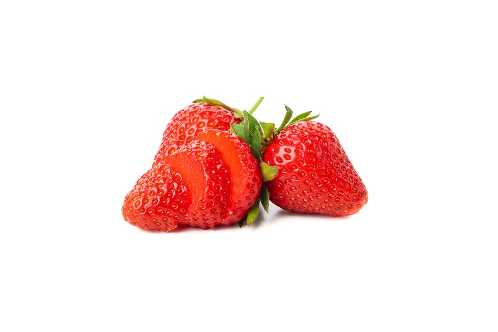 Tasty red strawberry isolated on blank background. Summer berry
