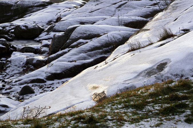 Scenic mountain slopes covered with snow