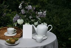 Tea time with blank card
