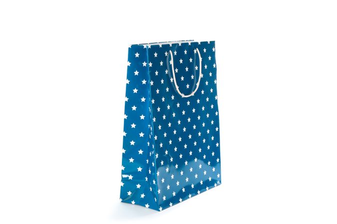 Color paper bag isolated on blank background