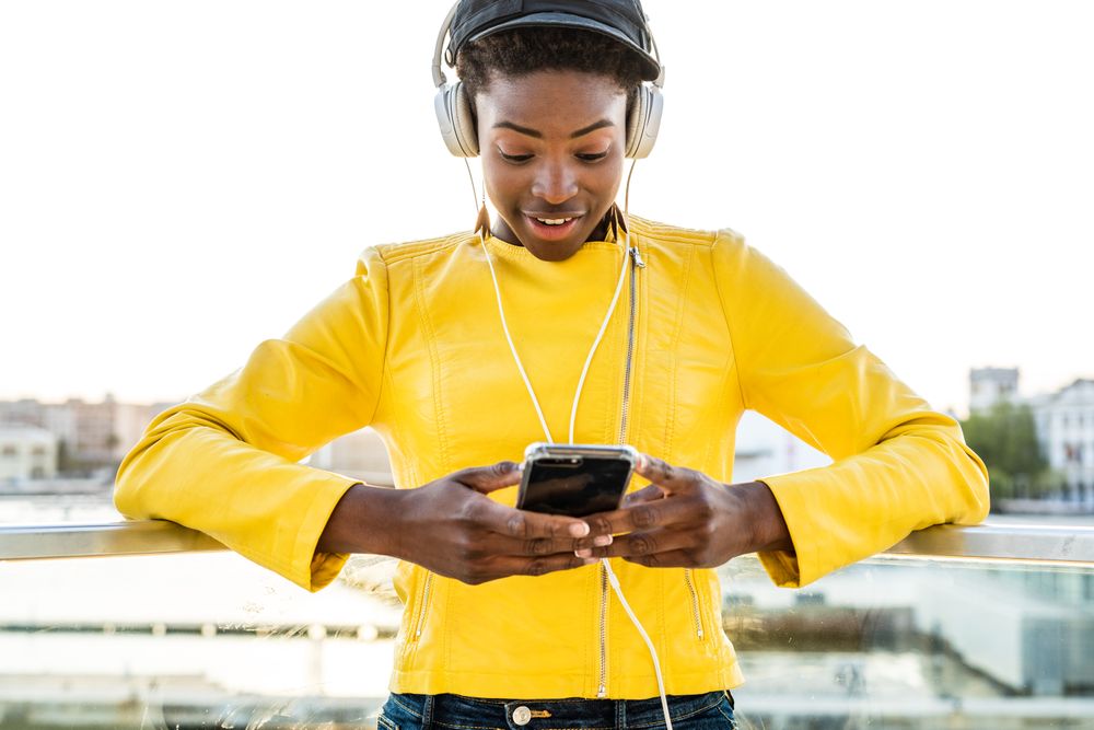 Black woman using mobile phone