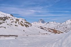 Wonderful view of high snow mountains