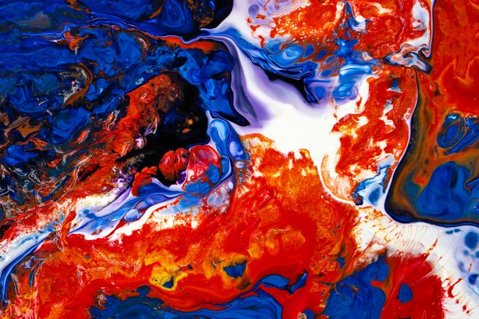 Blue and Red Fluid Art, Abstract Acrylic Pouring