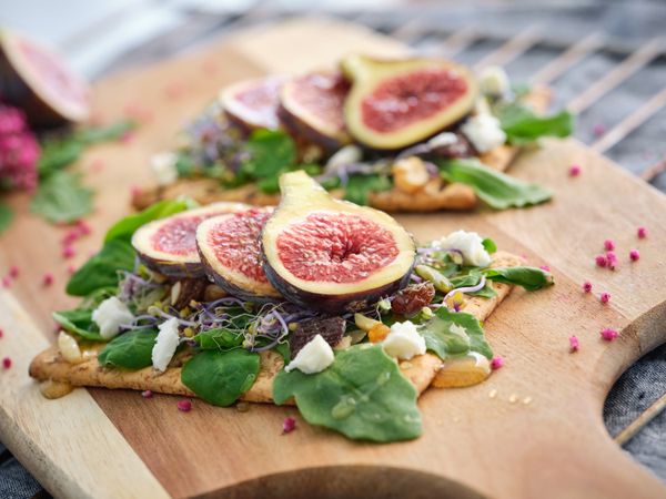 Cut figs on cutting board