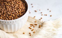 Small bowl of buckwheat grain