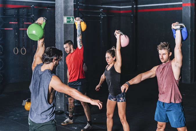 Concentrated muscular mates training in sport club