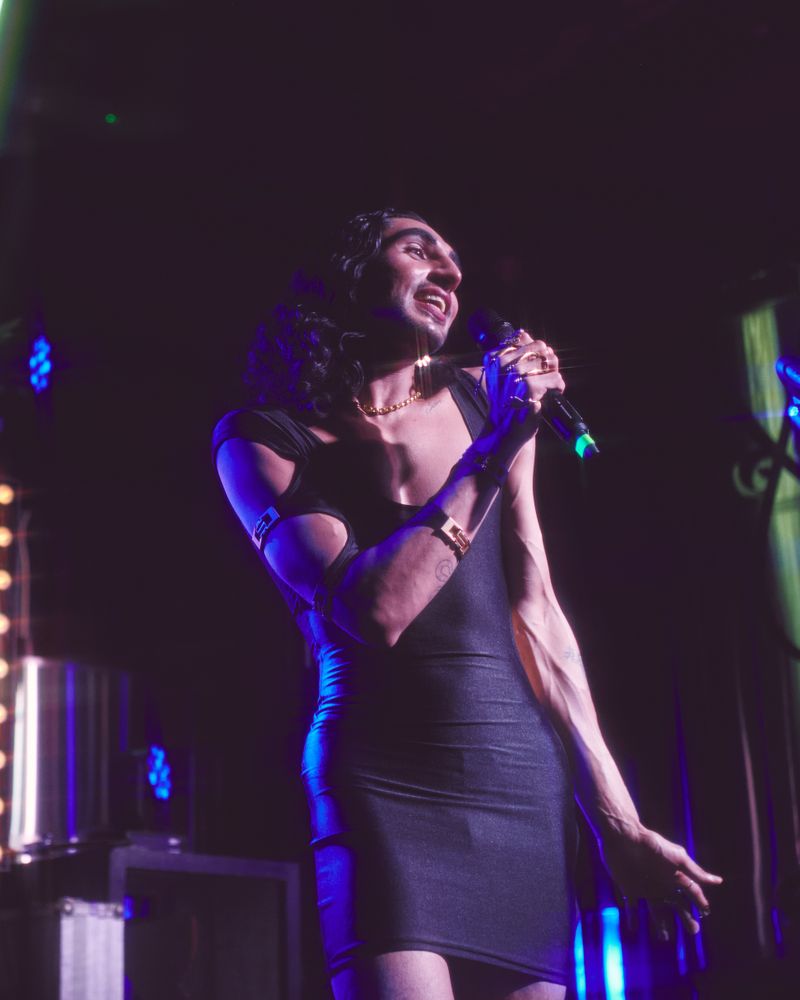 London, England, United Kingdom - Nov 9, 2022: Vocalist Leo Kalyan on stage in London