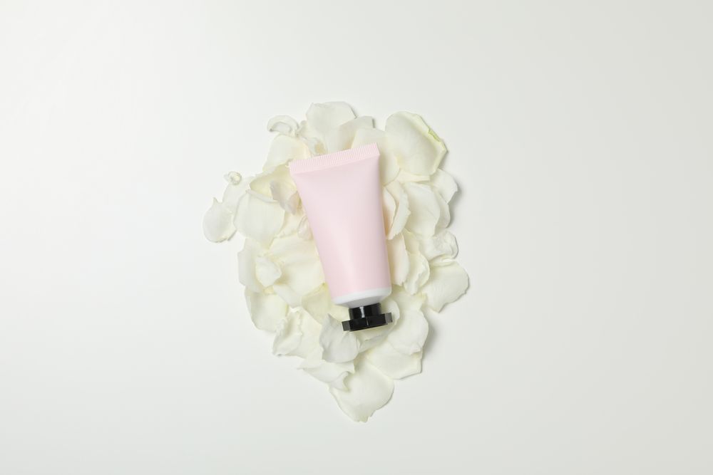 Concept of skin care, cream cosmetic, top view