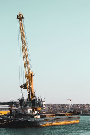Yellow crane at the port