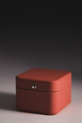 Red jewelry gift box on background