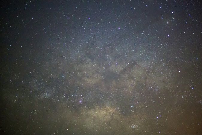 Close-up of Milky Way Galaxy, Long exposure photograph, with grain