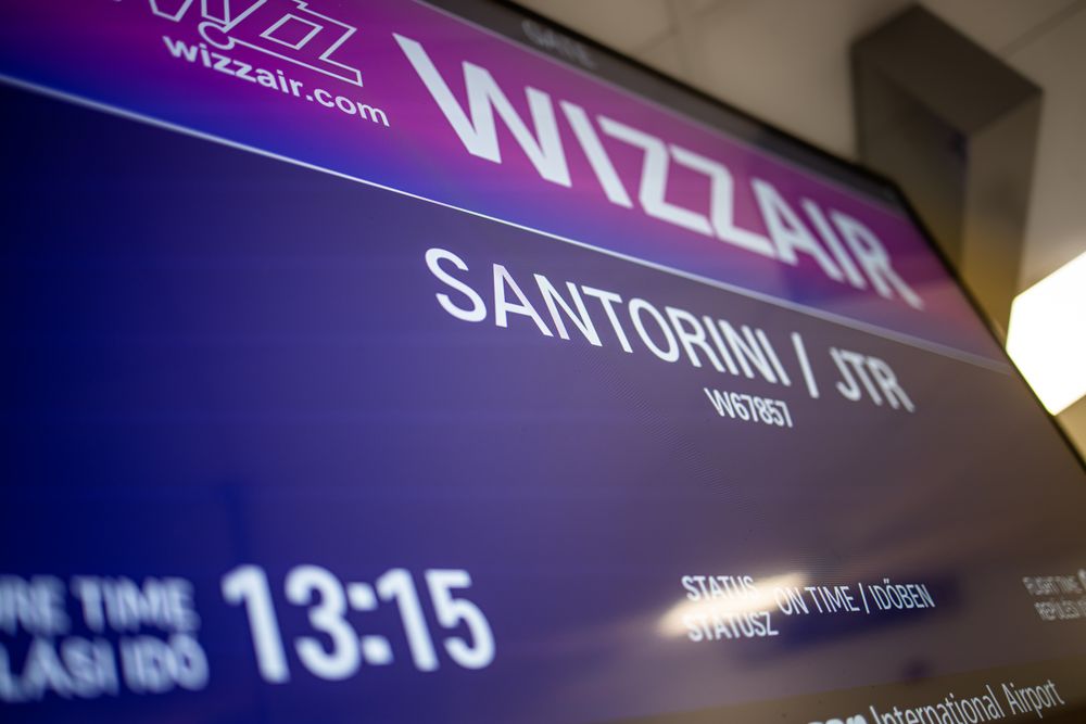 Close up of departure board in airport