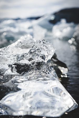 Close up of ice on a lake