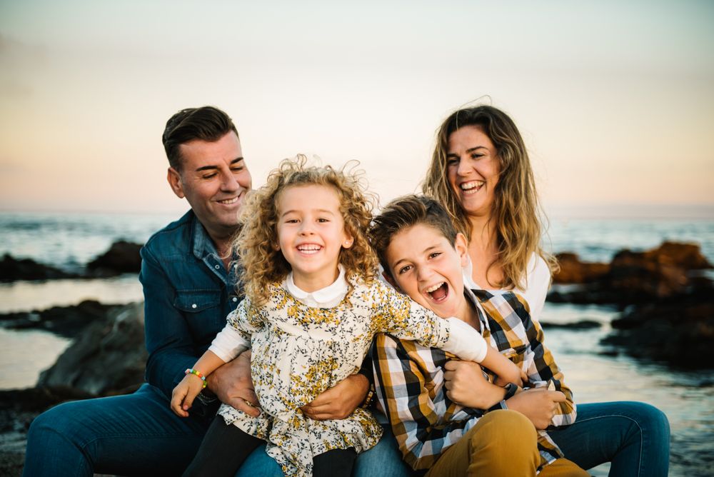 Happy family at beach