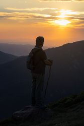 Man walking on the mountain