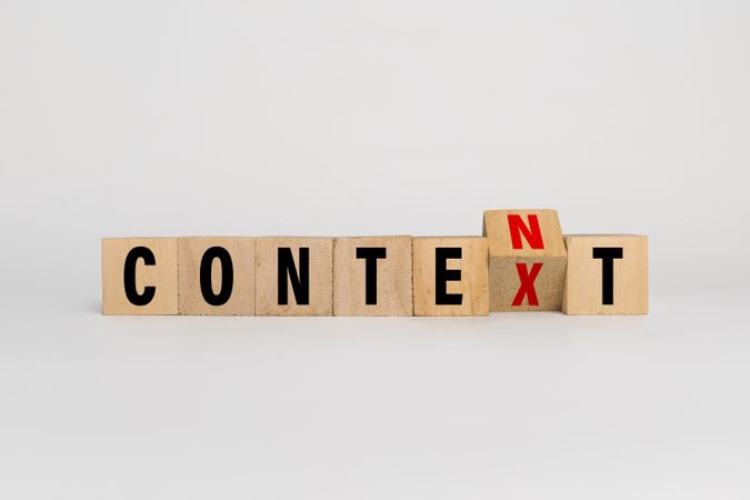 flip wooden blocks with content and context words