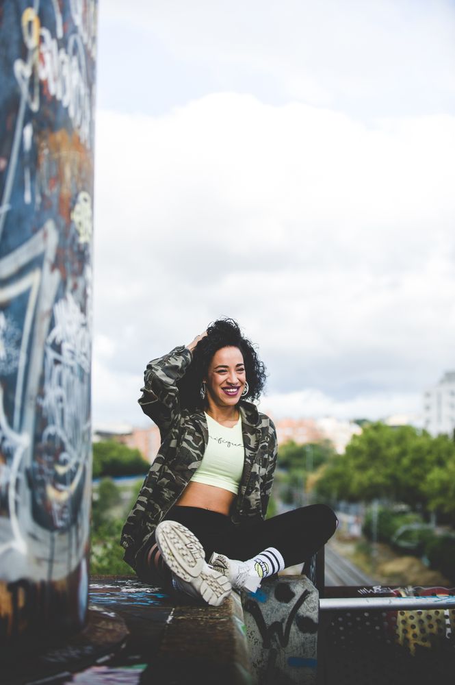 Black woman looking at camera