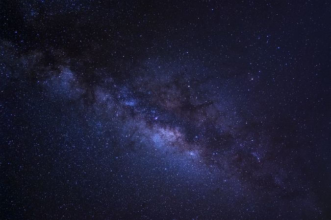 Starry night sky, milky way galaxy with stars and space dust in the universe