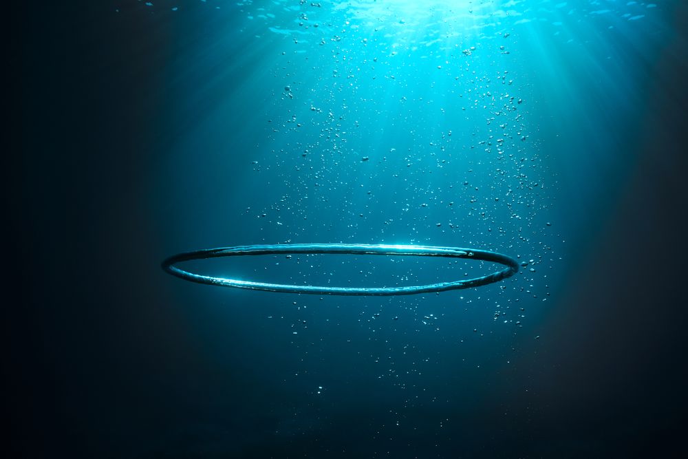 Bubble ring underwater in ocean