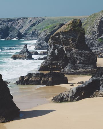 Cliffs surrounding a rugged British beach