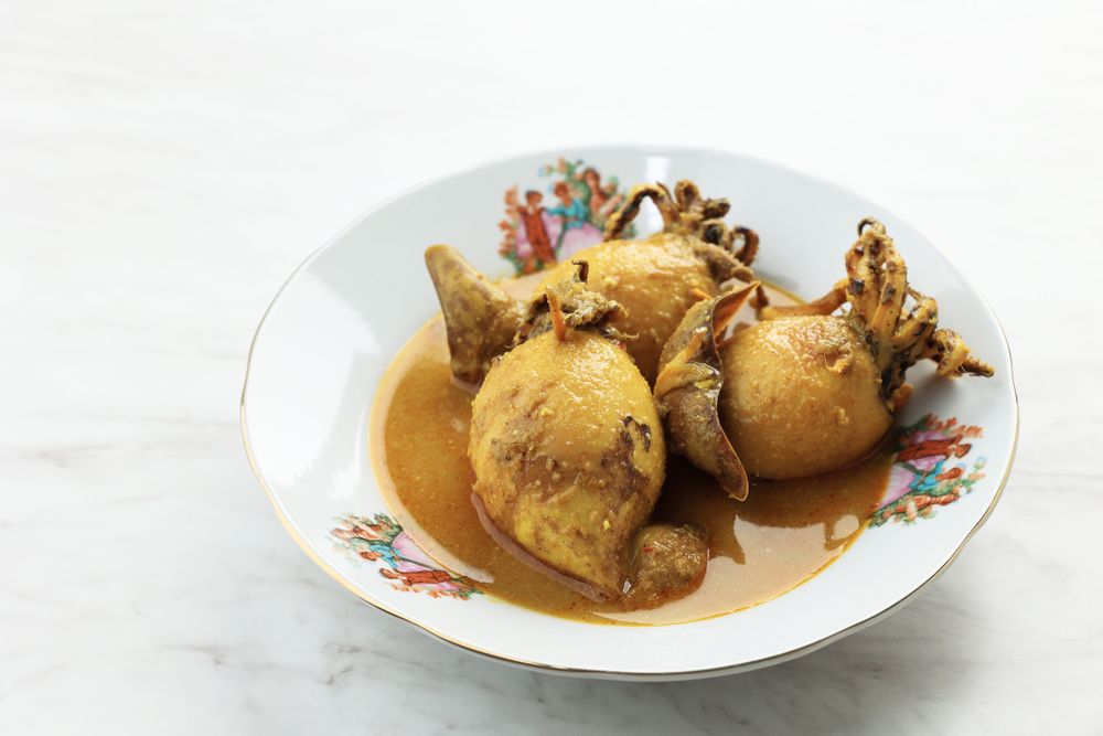 Squid Stuffed with Tofu Cooked in Curry Sauce